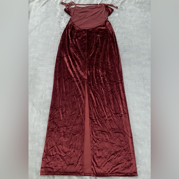 Free People Karlie Double Dare Maxi Slip Dress Size 8 Burgundy Red Velvet NWOT - Picture 5 of 11